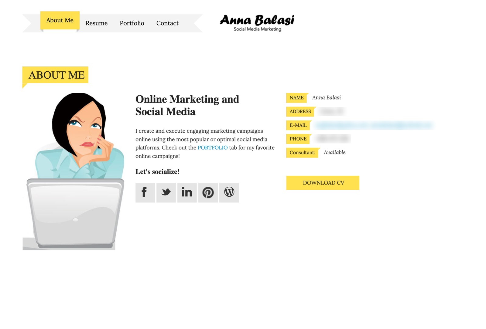 Screenshot of Anna Balasi portfolio