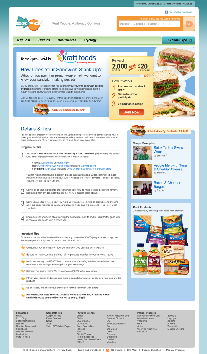 Screenshot of Kraft product page