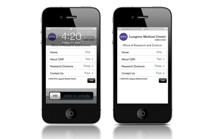 Screenshot of NYU Langone mobile concept